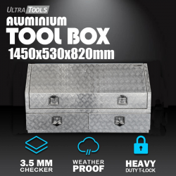 Aluminium Ute Tool Box 2.5mm 1450x530x820mm 2 Drawers Side Opening Vehicle Stora