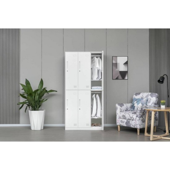 6 Doors Locker with Standing Feet Staff Work Clothes - White 1850*900*500mm