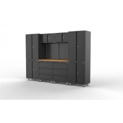 2704mm x 480mm x 1870mm Black Workshop Garage Storage Cabinet Set Model B