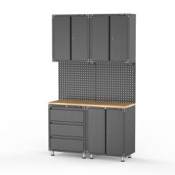 1355mm x 480mm x 2319mm Black Workshop Garage Storage Cabinet Set
