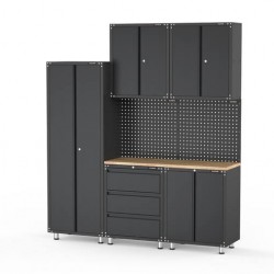 2030 x 480 x 2319mm Black Workshop Garage Storage Cabinet Set Model A