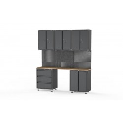 2030mm x 480mm x 2319mm Black Workshop Garage Storage Cabinet Set Model B
