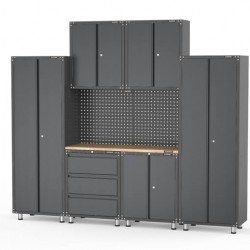 2704mm x 480mm x 2319mm Black Workshop Garage Storage Cabinet Set Model A