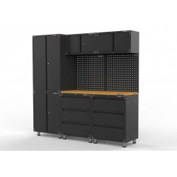2030mm x 480mm x 1870mm Black Workshop Garage Storage Cabinet Set