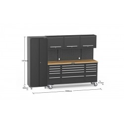 2569mm x 511mm x 1874mm Black Mobile 15 Drawers Tool Chest Work Bench + 1 standing storage cabinet