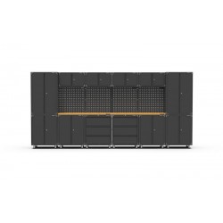 4056mm x 480mm x 1870mm Black Workshop Garage Storage Cabinet Set