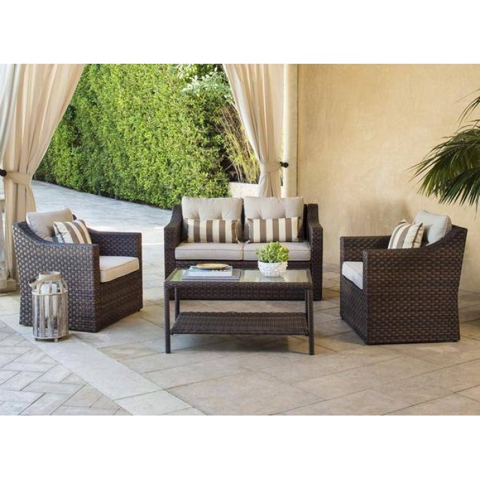 SOLAURA OUTDOOR FULLY WOVEN 4-PIECE CONVERSATION FURNITURE