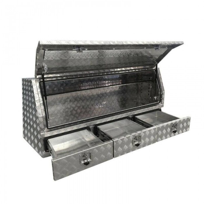 Aluminium Ute Tool Box 2.5mm 1750x530x820mm 3 Drawers Side Opening Vehicle Stora