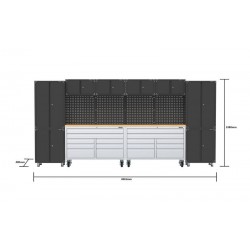 4065mm x 458mm x 1880mmgarage storage system with stainless steel mobile tool chest workbench