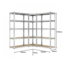 5 tier DIY Shelving H1800 x 900 x 400 With Corner Unit & 2 Storage Shelves