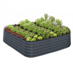 Galvanised Steel Garden Bed 9-in-1 Modular Oval Vegetable Planter [Grey]