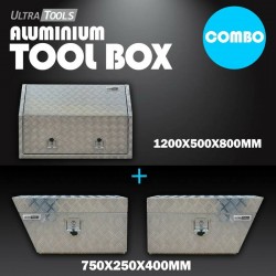 Ultra Tools Aluminium Full Side Opening Tool Box + Under Tray Side Tool Box
