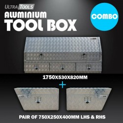 Ultra Tools Aluminium 3 Drawers Side Opening Tool Box + Under Tray Side Tool Box