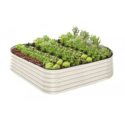 Galvanised Steel Garden Bed 9-in-1 Modular Oval Vegetable Planter [Cream]