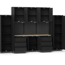 3380mm x 480mm x 2319mm Black Workshop Garage Storage Cabinet Set Model C