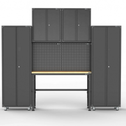 2704mm x 480mm x 2319mm Black Workshop Garage Storage Cabinet Set Model B