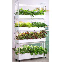 Mobile Trolley Hydroponic Tower 120 pots - White