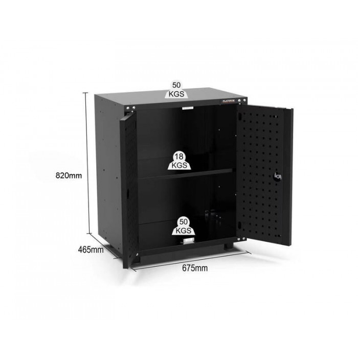 3380mm x 480mm x 1870mm Black Workshop Garage Storage Cabinet Set
