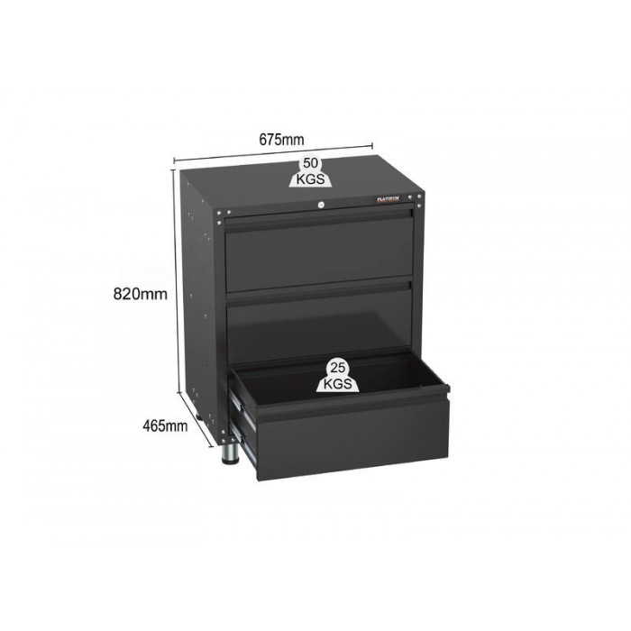 3380mm x 480mm x 1870mm Black Workshop Garage Storage Cabinet Set