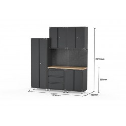 2030 x 480 x 2319mm Black Workshop Garage Storage Cabinet Set Model A