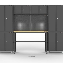 2704mm x 480mm x 1870mm Black Workbench Garage Storage Cabinet Set Model A