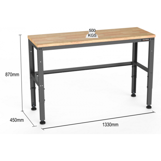 Workbench with Wooden Surface 1330mm x 450mm / Garage Organizer Partner